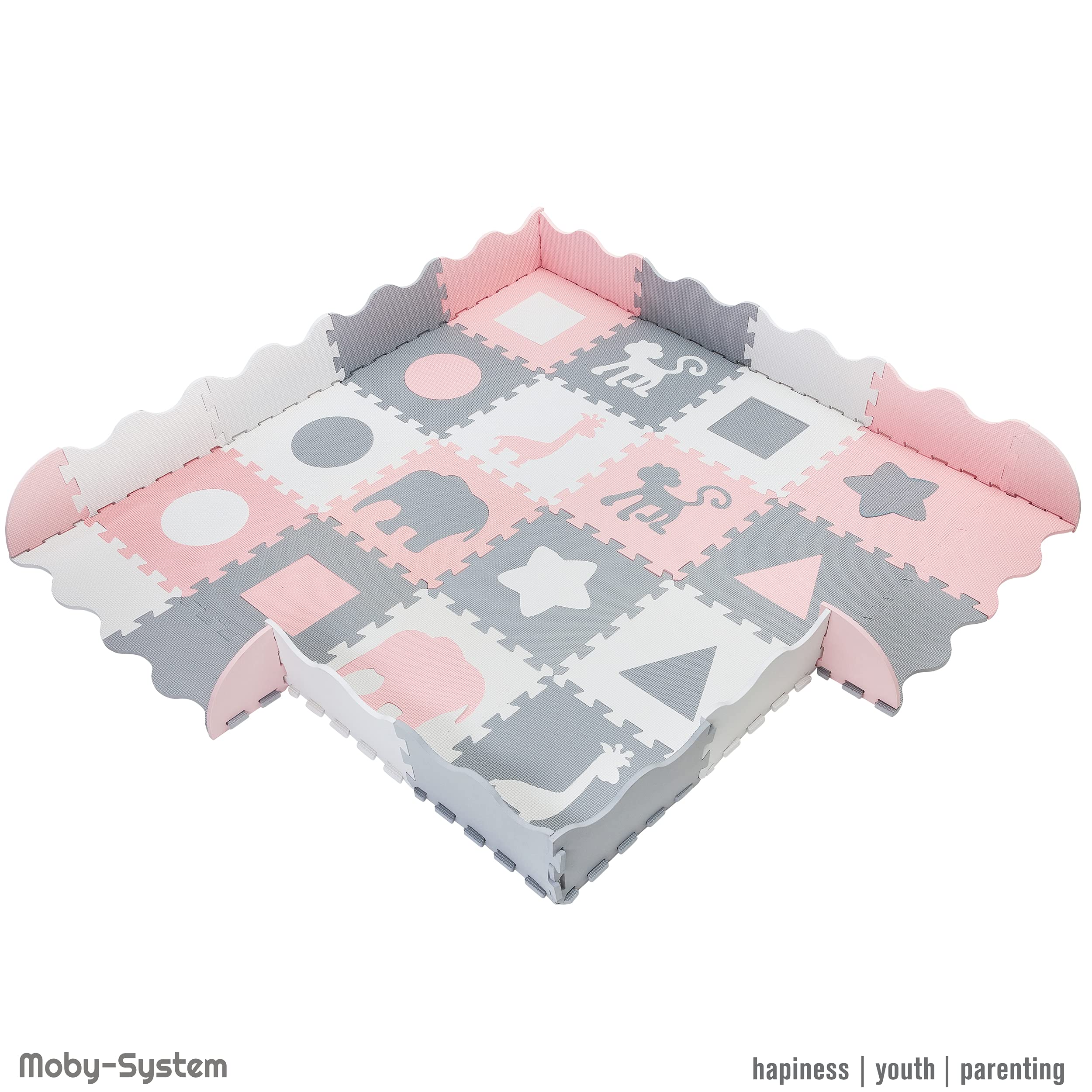 Moby-System - Puzzelmat - Speelmat - Baby - Foam - XL - 150 X 150 Cm   Met Rand   Grijs 5900168934894