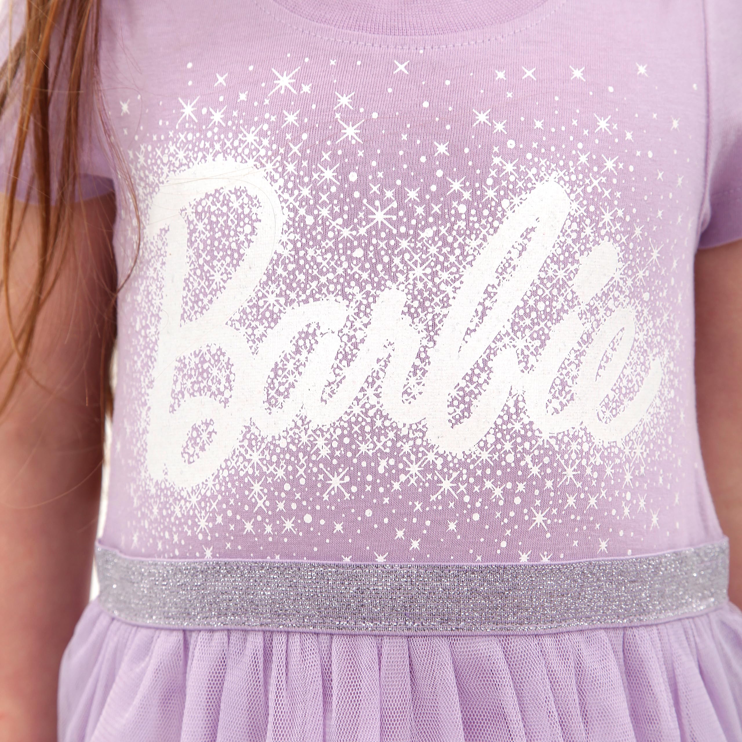 Sukienka Barbie | Sukienka na Imprezę dla Dziewczynek | Sukienka Skaterka dla Dziewczynek | Purpurowy 128