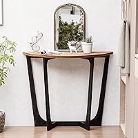 Vista 1 de LONYKE Mesa consola de madera rústica, mesa de entrada de media luna, mesa auxiliar estrecha semicírculo, mesa de sofá para sala de estar y pasillo