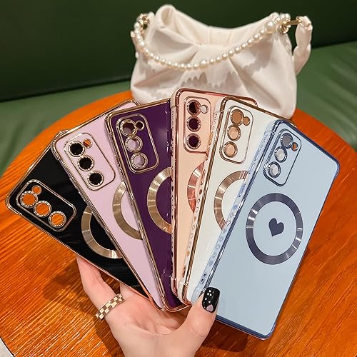 Miniatura 2 de TQLGY Funda magnética para Samsung Galaxy S20 FE 5G, funciona con MagSafe con protección completa de la cámara, esquinas reforzadas, lindo corazón