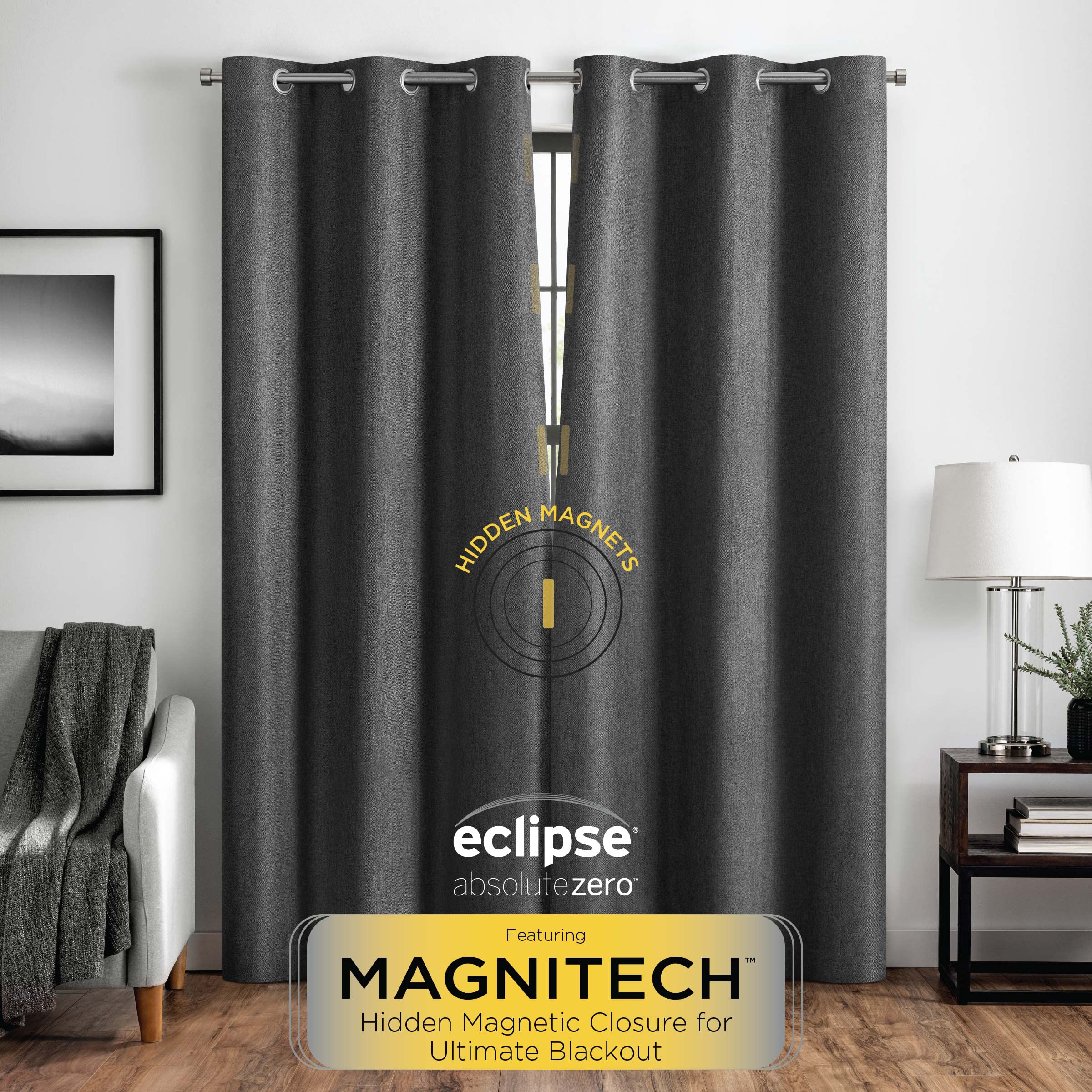 Eclipse Welwick Magnitech 100% Blackout Curtain, Grommet Window Curtain Panel - Image 3
