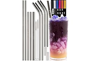 BAR NONE Best Straws Set | Stainless Steel Drinking Straws Variety