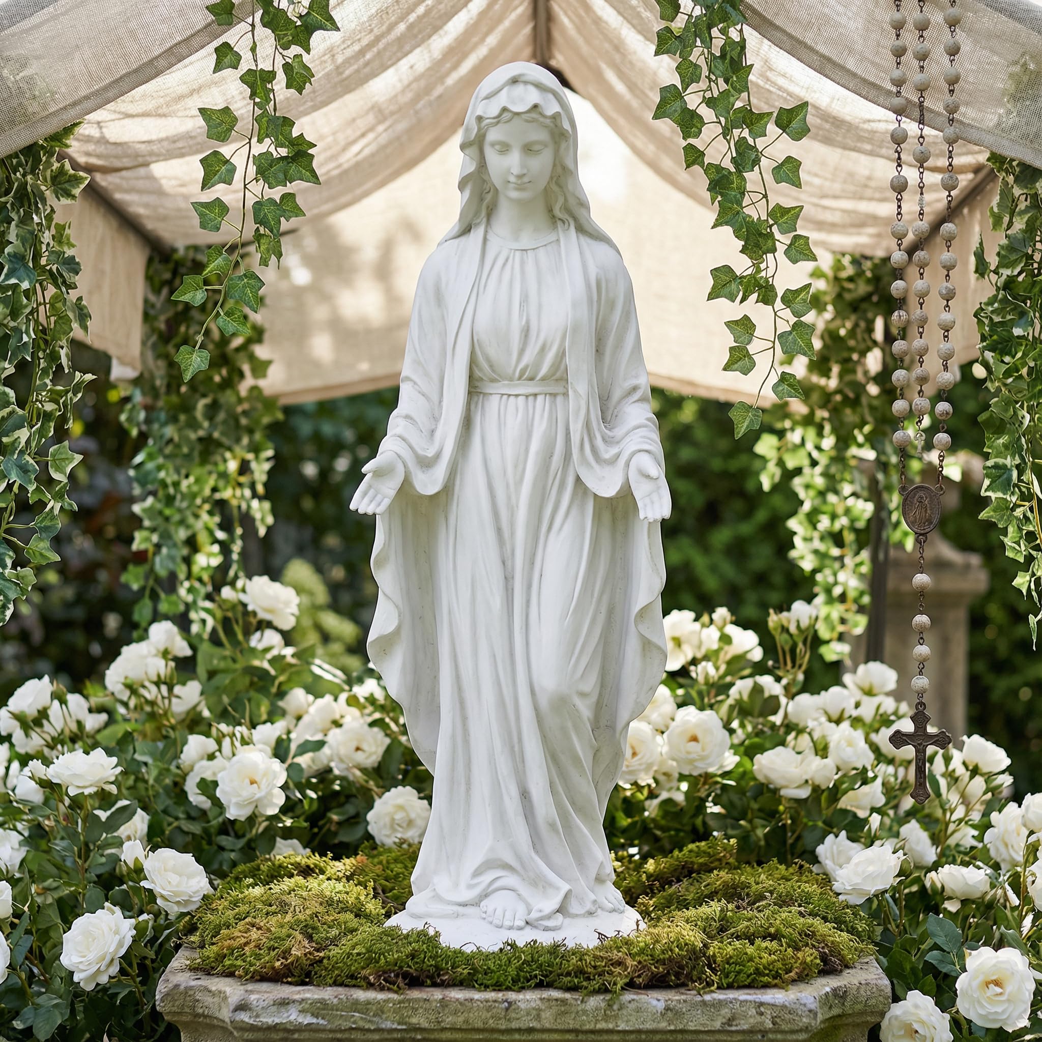 JXNCJXZG Virgin Mary 29.3 Inch Outdoor Statue Garden Decor Statues Mother Religious Blessed Catholic Mother Mary Yard Patio Deck Home Hallway Entryway