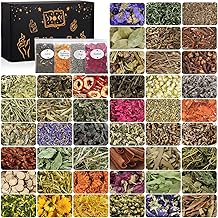 Vakuny 45pcs Witchcraft Supplies Herb Flowers Kit, Bulk Different Dried Herbs for Wiccan Rituals, Magic Spells, Soap Making Bath, Witch Gift Starter Set Altar Supplies Decor