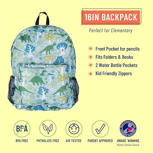 Miniatura 2 de Wildkin Mochila infantil de 16 pulgadas para niños y niñas, perfecta para la escuela primaria, cuenta con respaldo acolchado y correa ajustable,