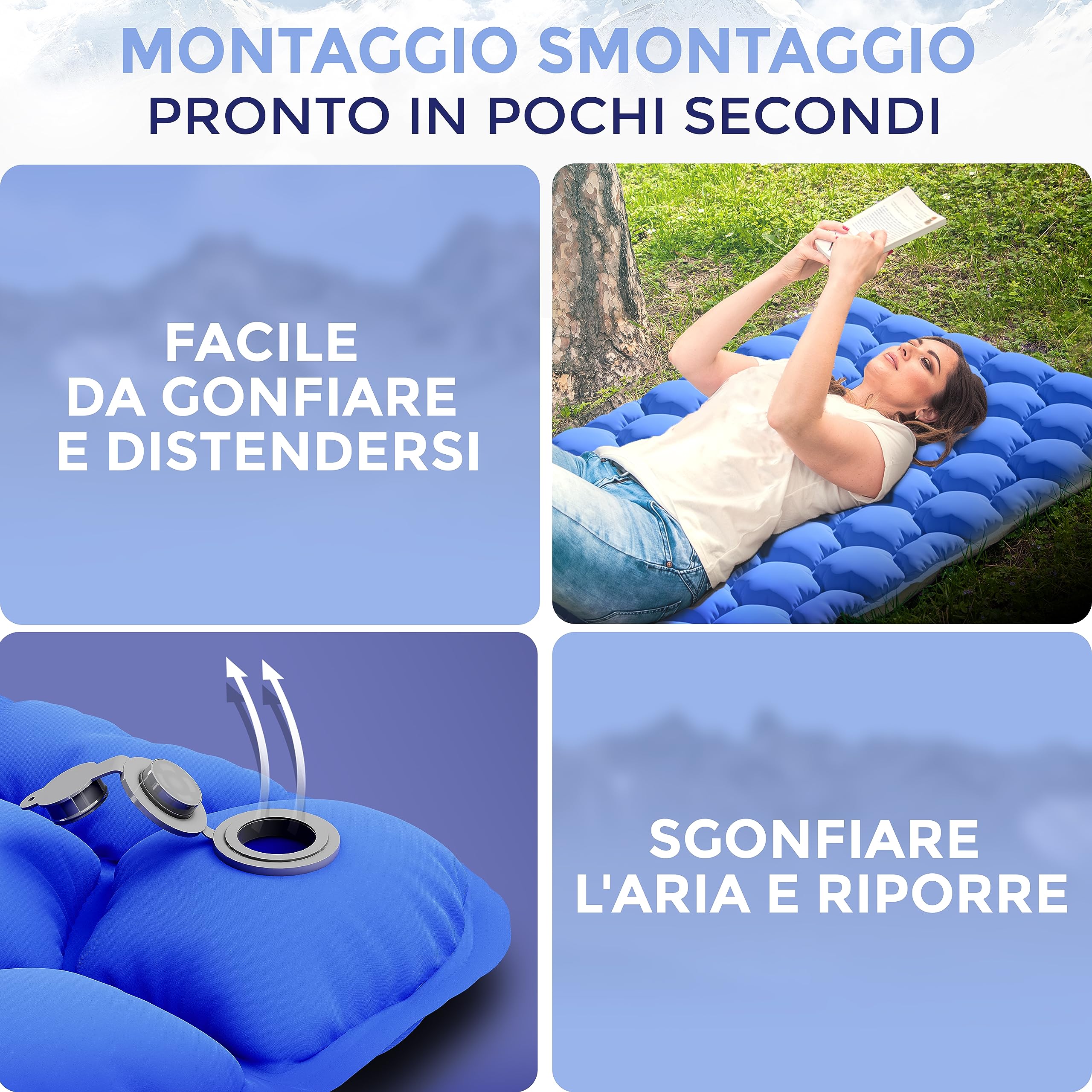 Alpenwert® Materassino isolante per esterni [piccolo ingombro & ultraleggero] materasso ad aria perfetto per campeggio, escursionismo, zaino in spalla UVM. - Tappetino gonfiabile