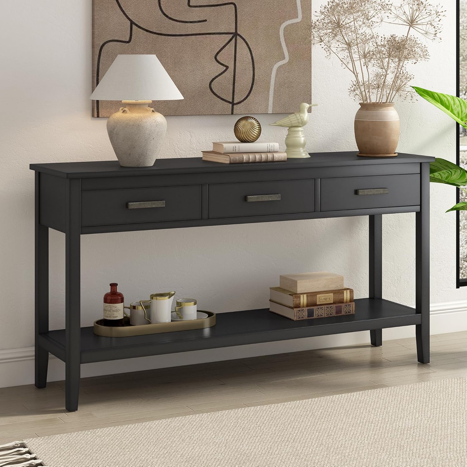 Aiuyesuo Contemporary Industrial Console Table with 3