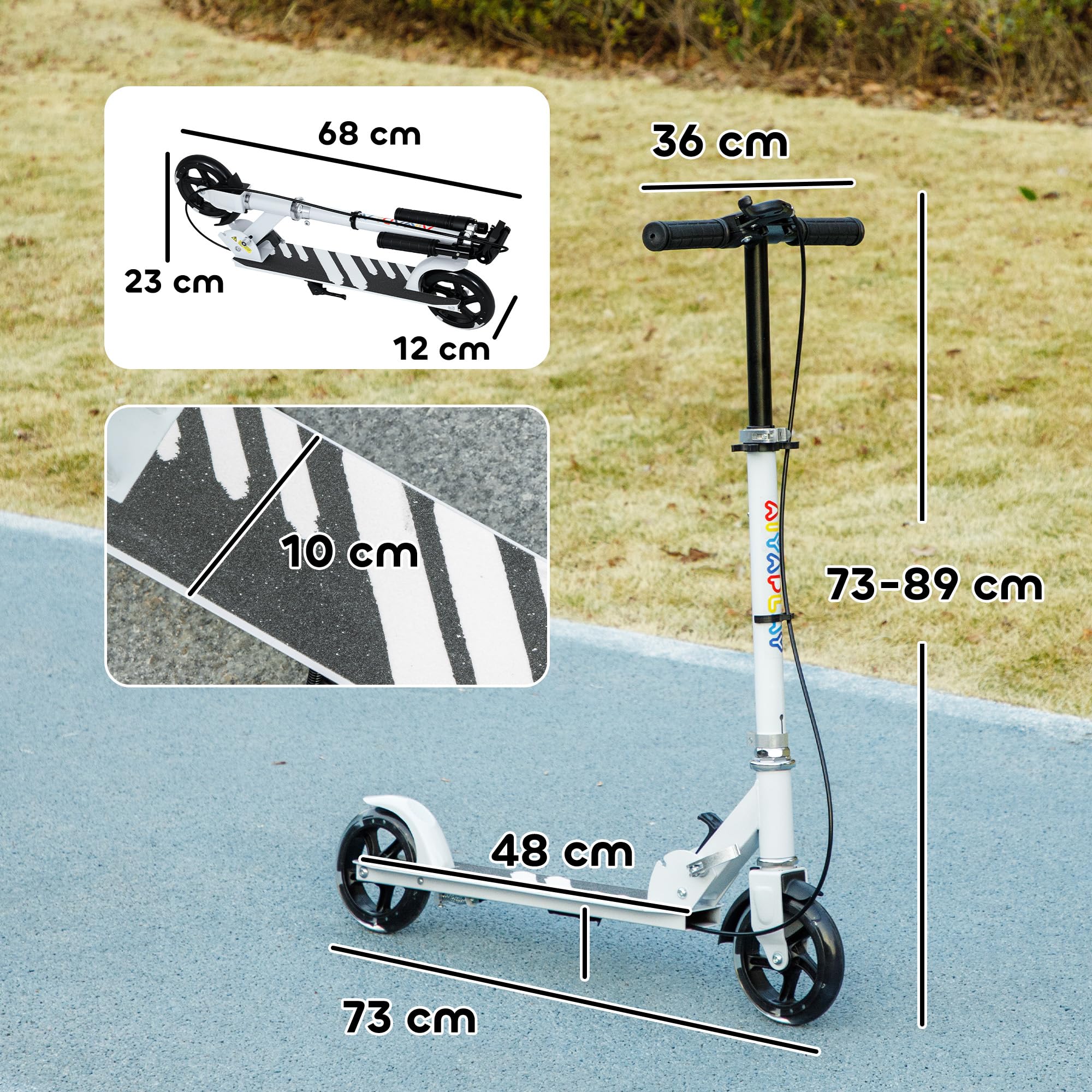 AIYAPLAY Patinete Plegable para Niños de 3-8 Años, Patinete Infantil de 2 Ruedas con Luces, Manillar de 4 Altura Ajustable, Freno Posterior y de Mano