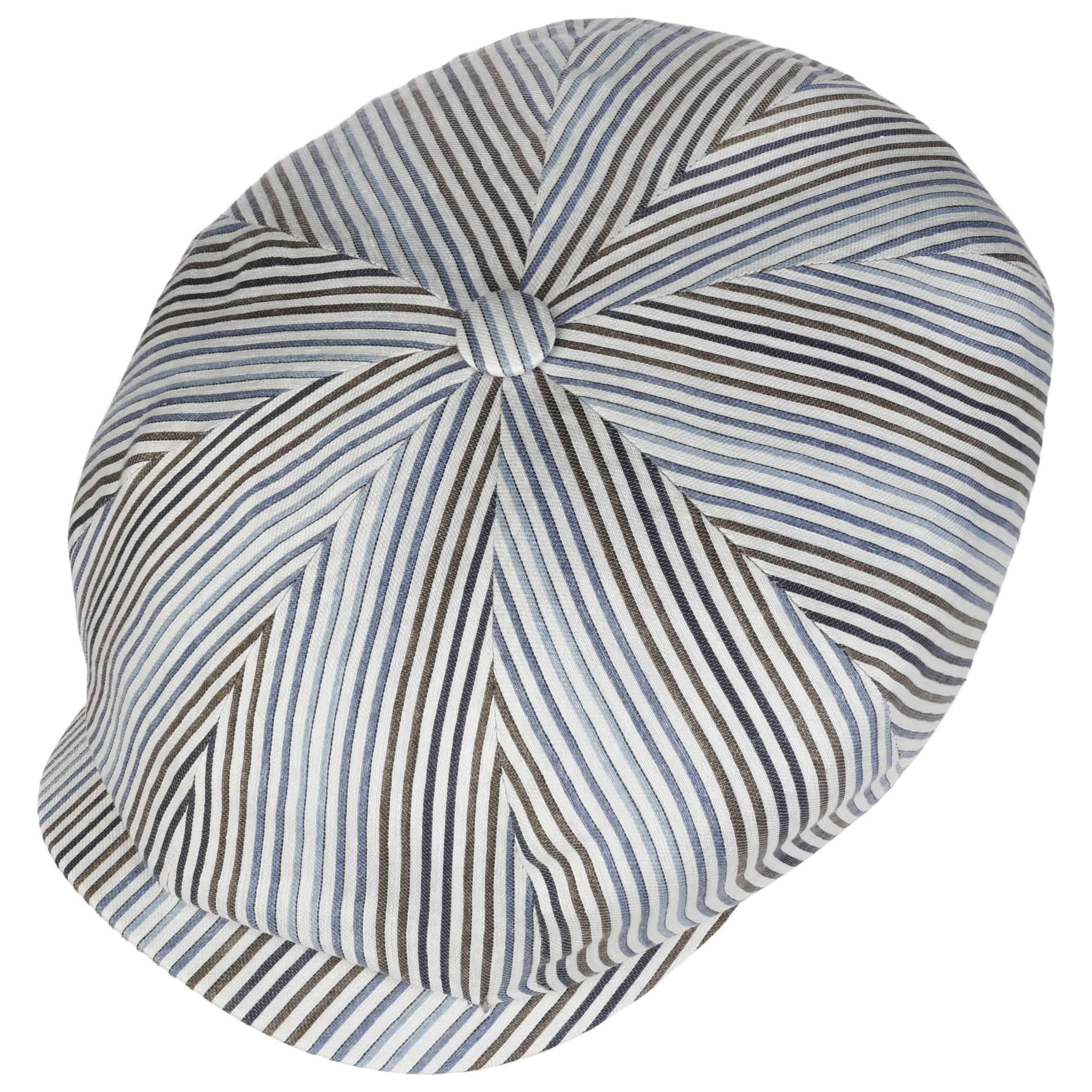 Stetson Hatteras Fresh Stripes Flatcap Gestreifte Schirmmütze Streifendesign Leinen Seide Made in Germany Herren Frühjahr Sommer