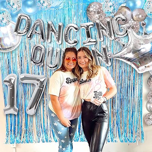 Miniatura 6 de 37 PIEZAS Bailarina Reina 17 Globos Bailarina Reina Decoraciones de Fiesta Mamma Mia 17 Cumpleaños Decoración Plata Azul 17 Decoración de Cumpleaños