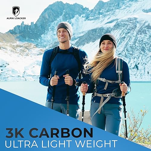 Miniatura 2 de ALPIN LOACKER Bastones de trekking plegables para senderismo I Bastones de senderismo de carbono o aluminio, ultraligeros I Bastones de trekking