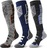 Anlisim 3 Pairs Merino Wool Knee High Ski Socks - Thick Warm Thermal Unisex for Skiing Snowboarding Hiking