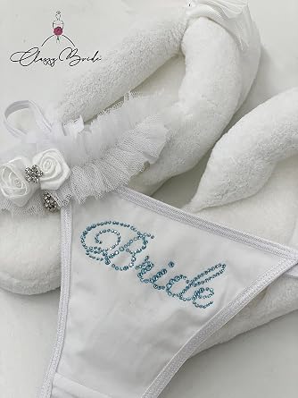 Bride Something Blue Rhinestone Bridal Thong