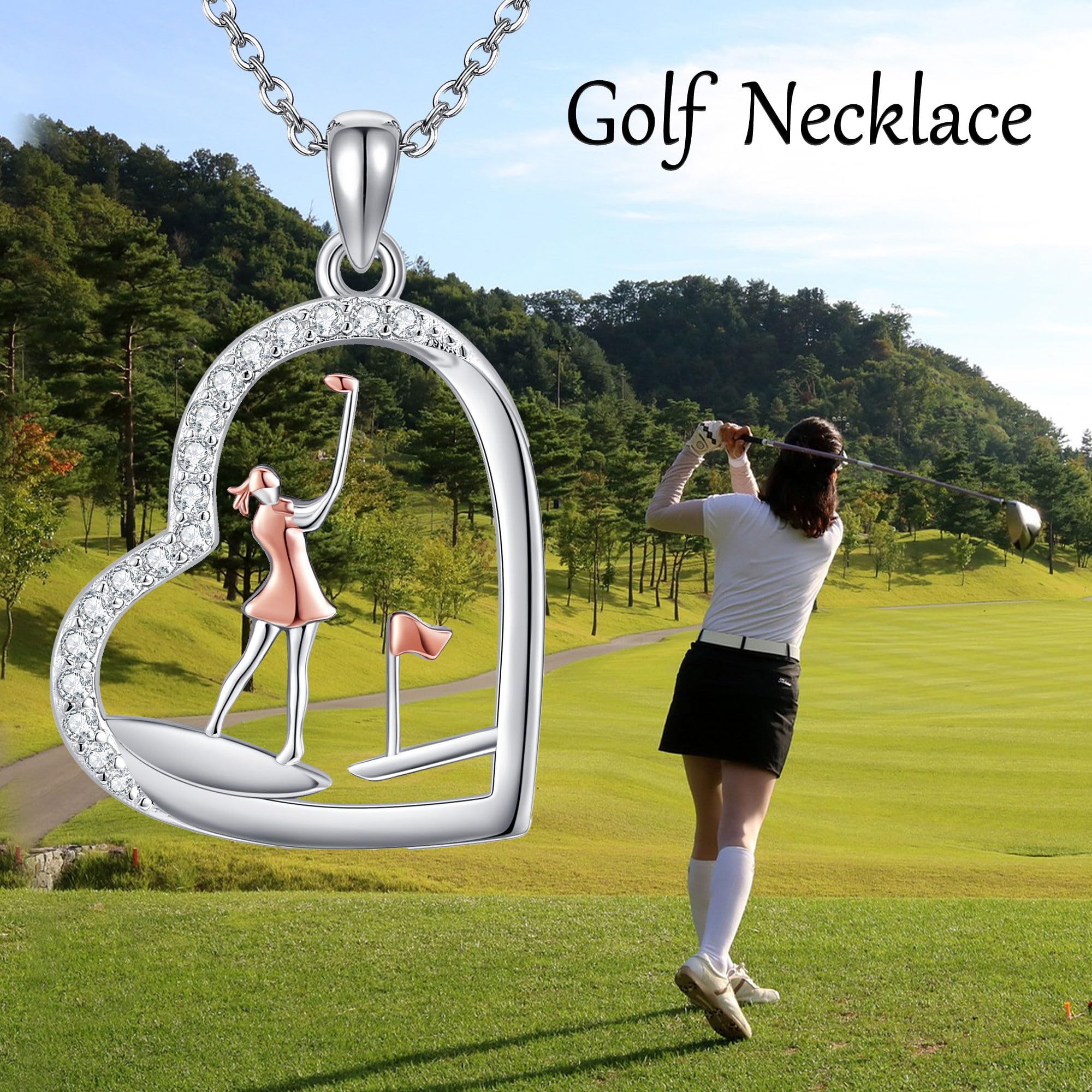 JERWLI Sportkette Sterlingsilber für Cheerleader/Gymnastik/Ballett/Golf Halskette Sport Schmuck Geschenk für Frauen