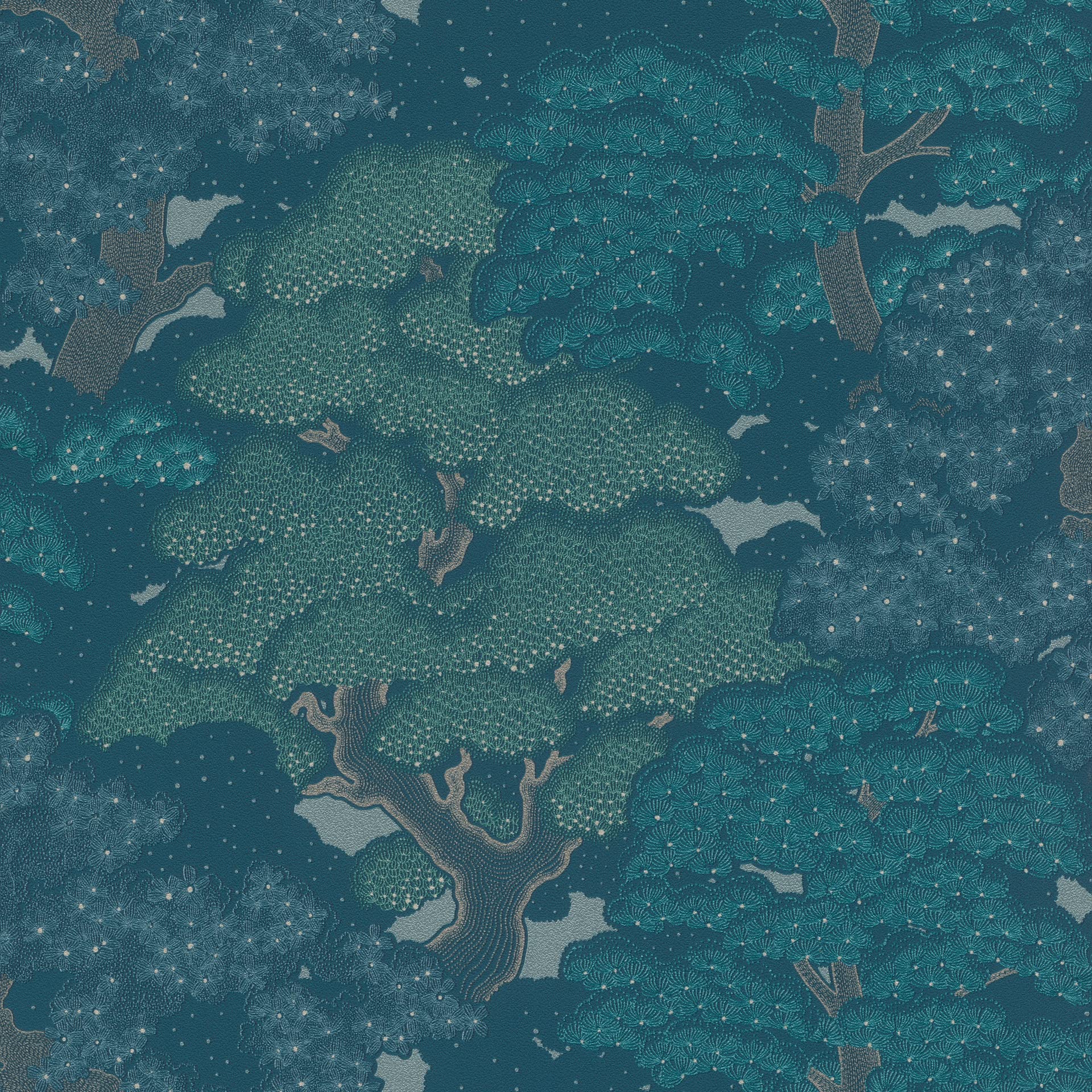Rasch paperhangings Non Woven Wallpaper (Botanical) Blue Green 10,05 m x 0,53 m Selection Vinyl/Vlies 477238