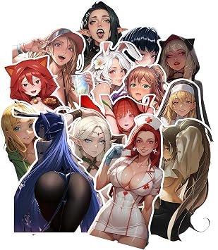 60pcs Anime Girl Stickers for Adult, Japanese Cartoon Cute Sexy Girl Vinyl Decals Manga for Men - Car, Truck, Laptop, Motorcycle Accessories