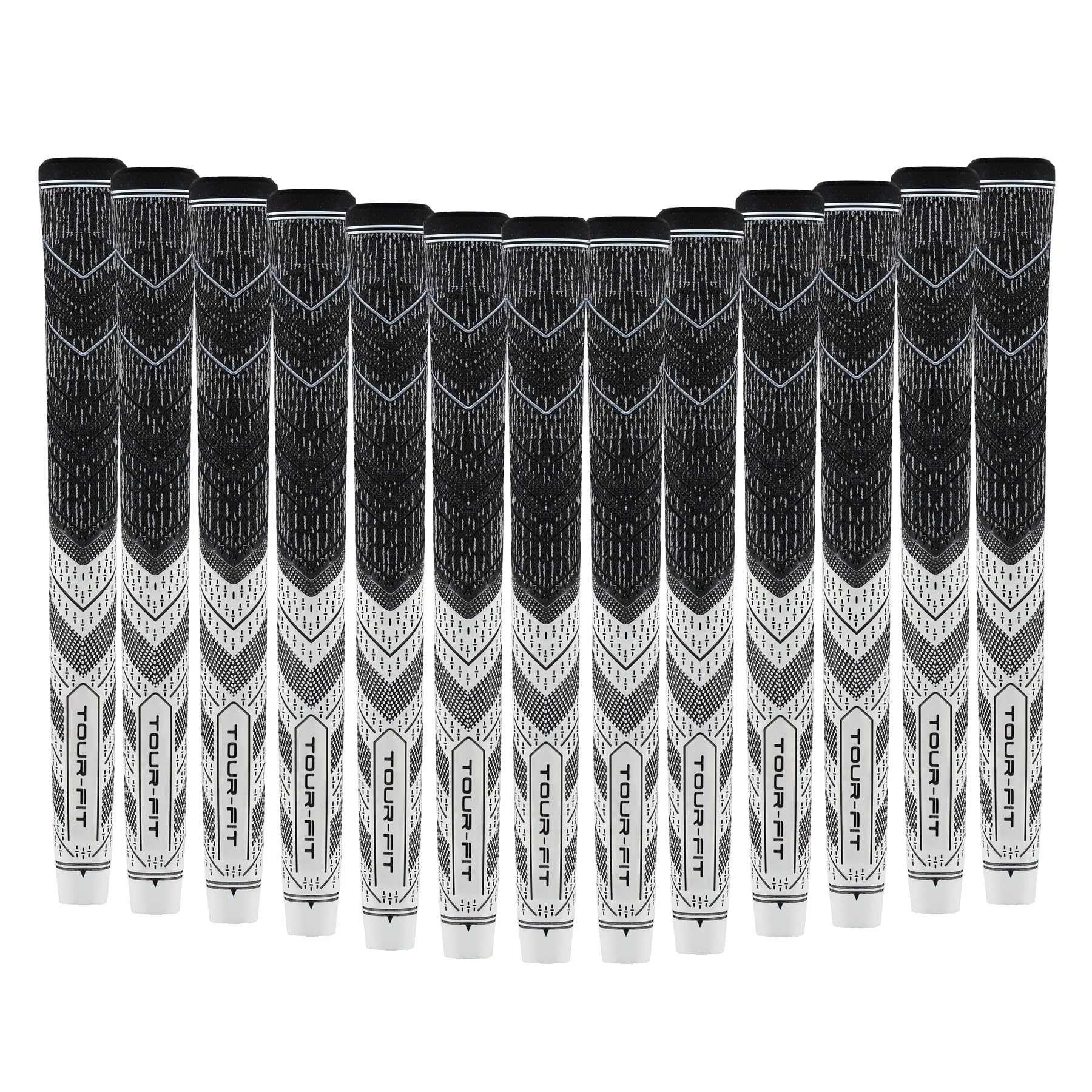 Golf Grip Tour Fit Dual Compound Premium Half Cord Golf Grips Standard Midsize Golf Grips with Golf Tape Set of 1/3/6/9/13 (Midsize, Black/White Set of 13)