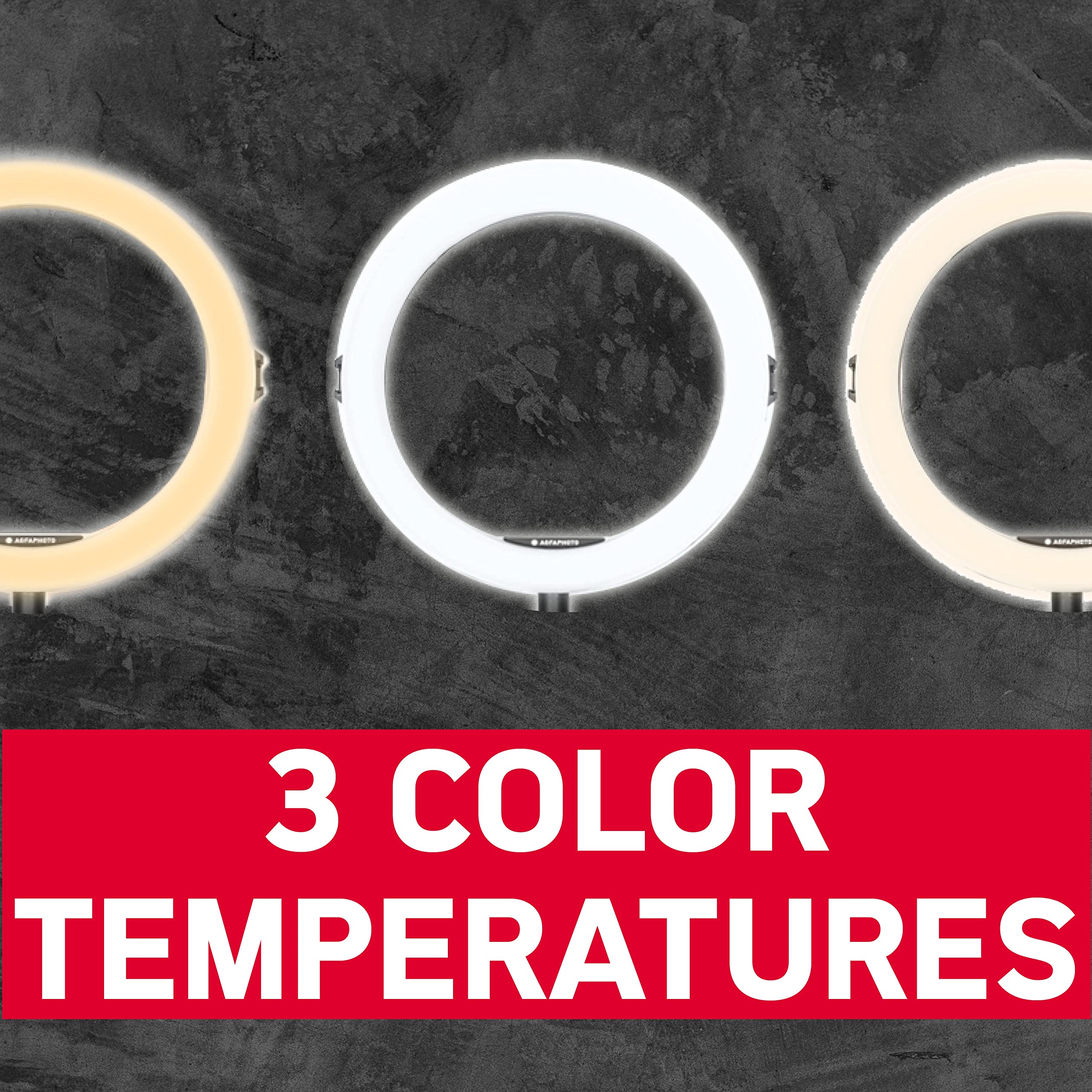 AgfaPhoto Realiview ARL11XL 11" LED Ring Light with Tripod 45-155 cm for Video Photo Smartphone