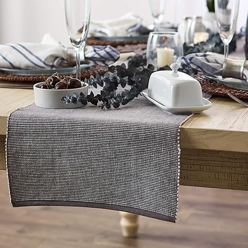 Miniatura 3 de DII Colección de dos tonos, camino de mesa, 13x72, gris