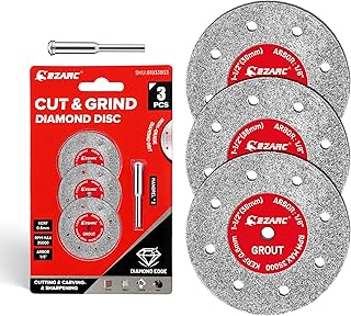 1-1/2 Diamond Cutting Wheel for Cutting Sharpening Carving, 0.6mm Kerf, 1.5" x 1/8" Tile Cutting Wheel 3-Pack, Rotary Tool Cutting Disc Accessories Include Mandrel