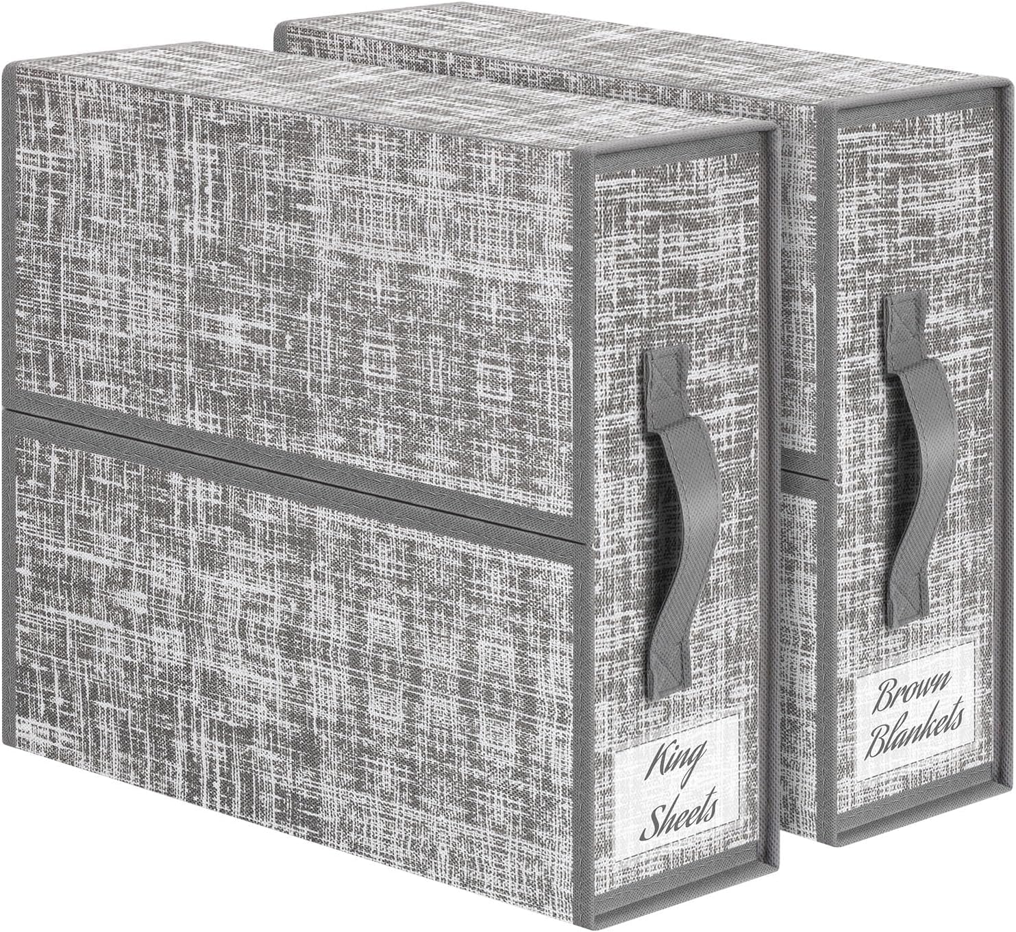 Soluckin Bed Sheets Set Organizers Storage: 2 Pack Foldable Bedding Sheet Organizer for Linen Closet - Organizing Sheet Storage Folding Cabinet Box for Duvet Covers Blankets