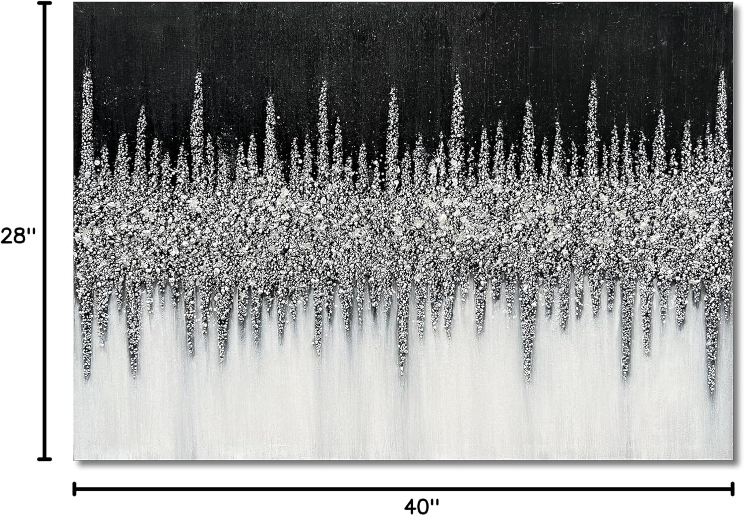 Art 28x40 inch Hand Painted Abstract Art Oil Painting in Black and Silver Texture Modern Wall Home Decoration Painting