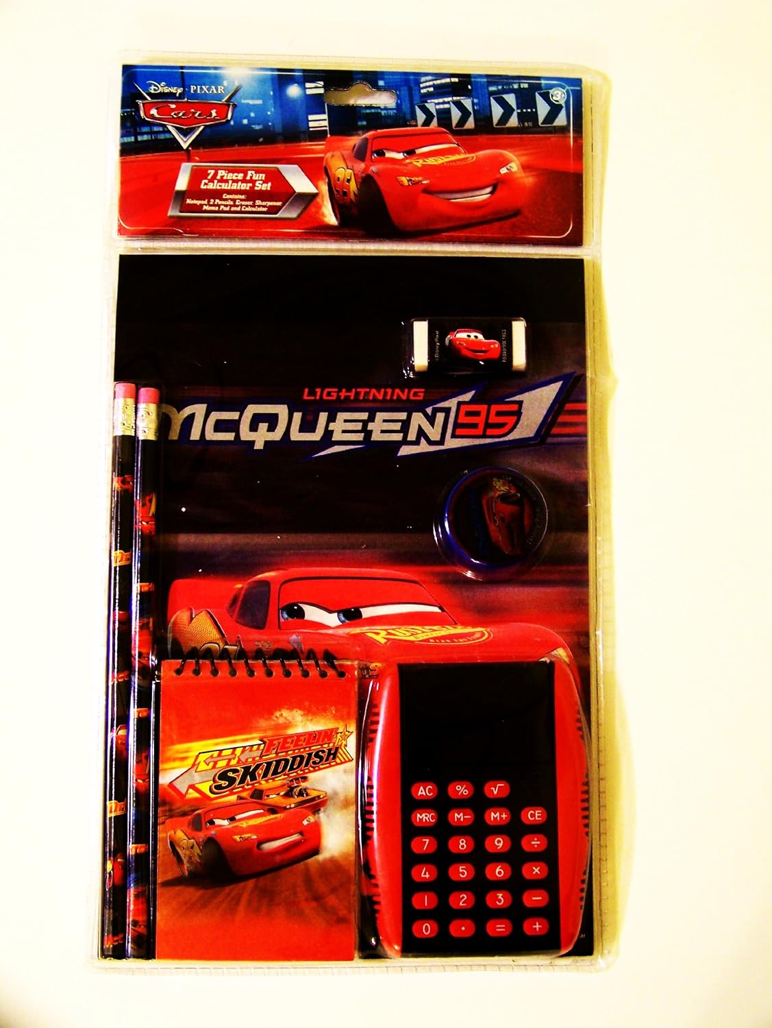Disney Pixar Cars 7 Piece Fun Calculator Set Lightning Mcqueen 95