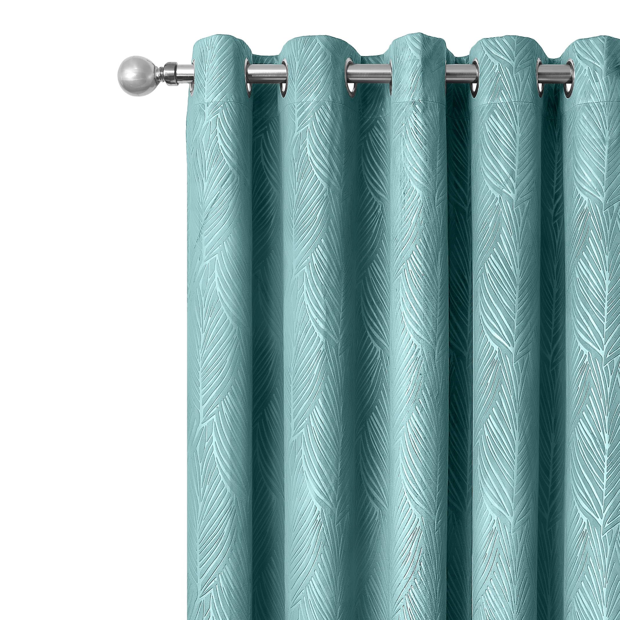 Emma Barclay Twilight - Embossed Velvet Woven Thermal Blackout Eyelet Curtains Duck Egg Blue, Width 66 x Drop 90" (168 x 228cm)