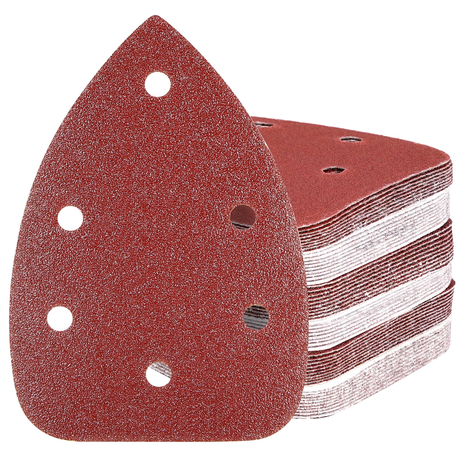 HYCHIKA 60PCS Sander Sandpaper, Detail Sander Sandpaper Assorted 60/80/100/120/180/240 Grits with 6 Holes for Wood Sanding, Fit HYCHIKA 140W Detail Electric Sander(Model Number: ‎TX104)