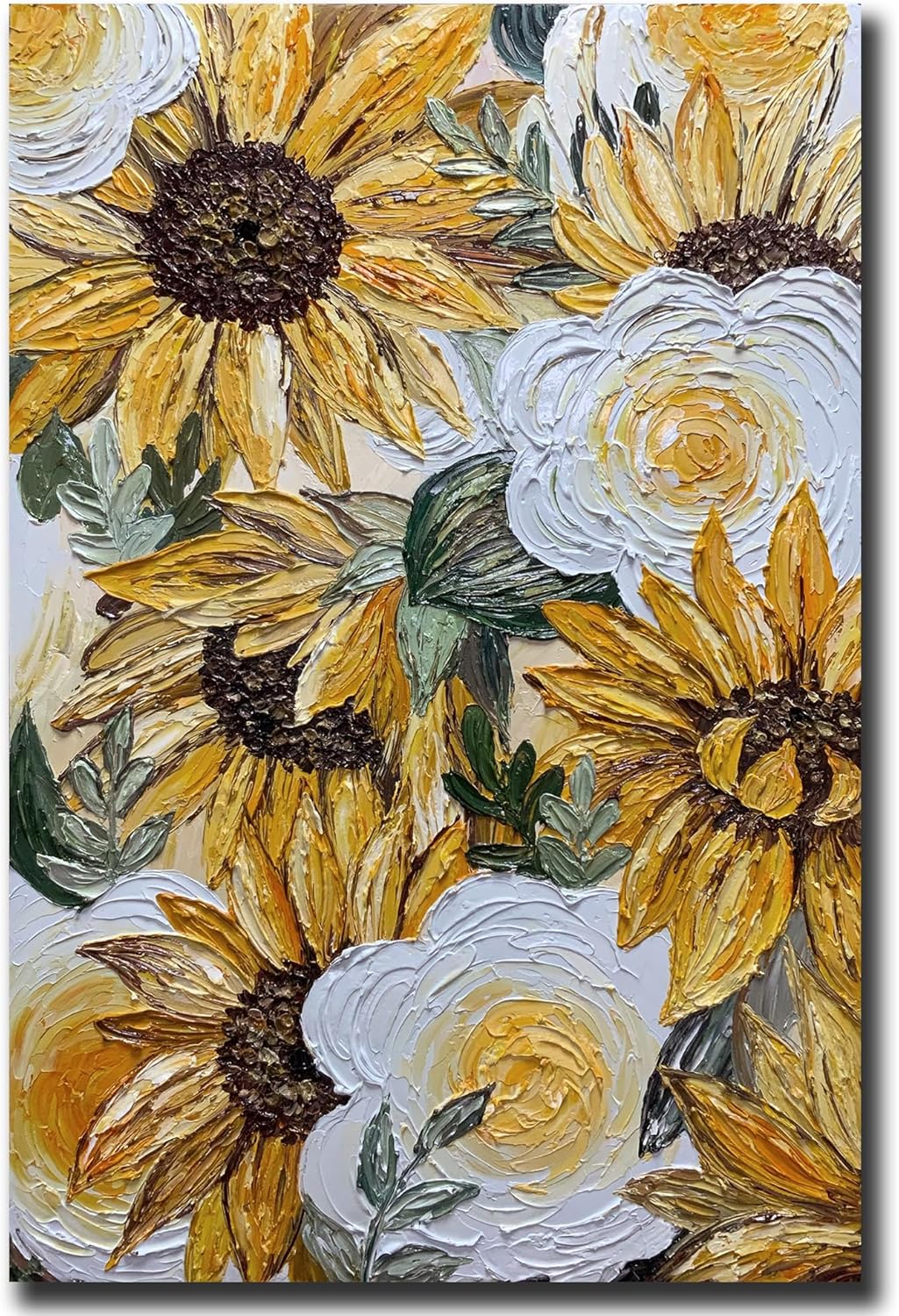 ART8YUQI Paintings - Texture color Wall Art Abstract Sun Flower Views Picture Modern Landscape Artwork Oil Painting for Decor 24x36 Inch