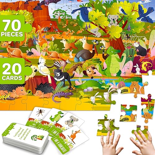 Miniatura 12 de QUOKKA Rompecabezas de mapa del mundo para niños de 4 a 6 años – 70 piezas de rompecabezas de suelo para niños de 4 a 8 años actividades Mundo