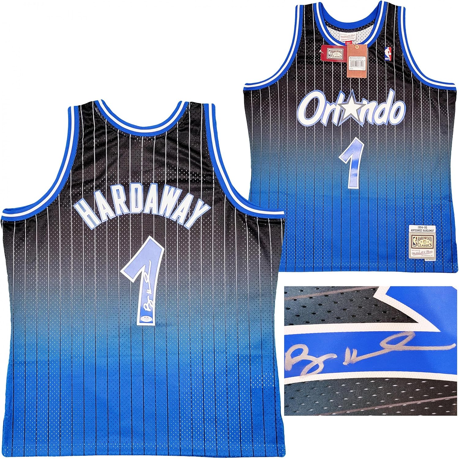 Orlando Magic Anfernee Penny Hardaway Autographed & Blue Authentic Mitchell & Ness Fadeaway 1994-95 Hardwood Classic Swingman Jersey Size XL PSA/DNA Stock #208248 - Autographed NBA Jerseys