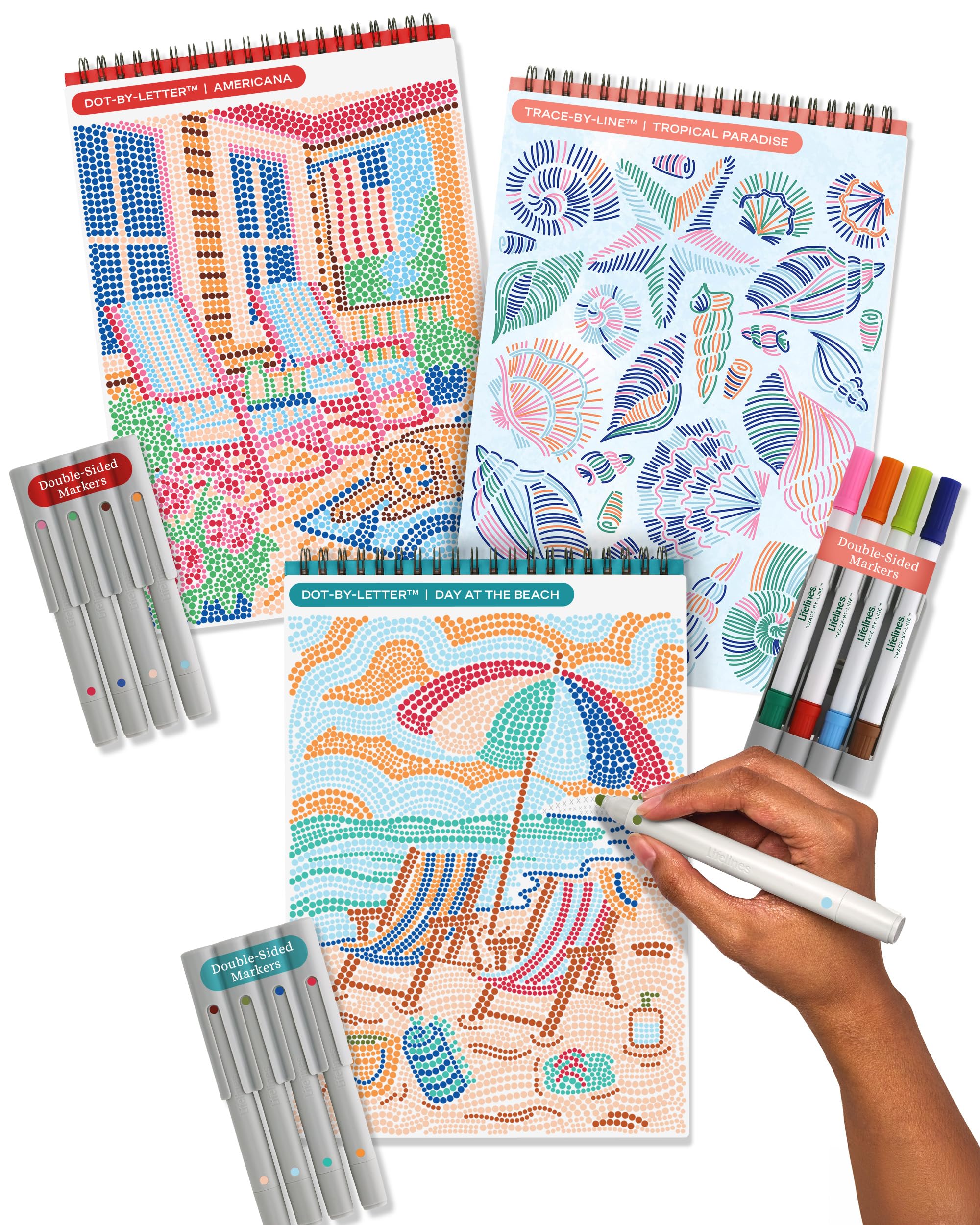 Lifelines FlowArt Activity Pad 3-Pack, Guided Art Meditation Coloring Books