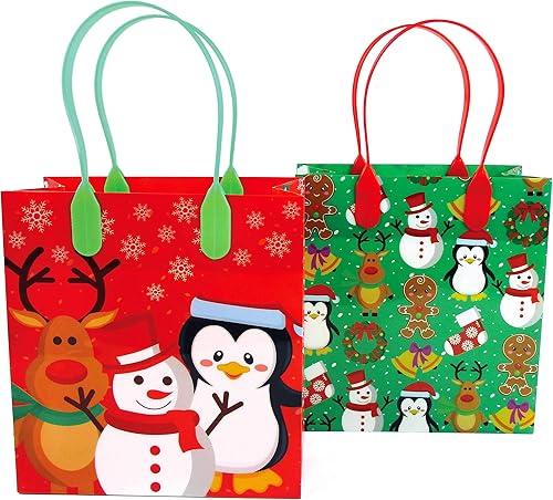 Miniatura 3 de TINYMILLS Bolsas de regalo de fiesta de Navidad con asas, bolsas de dulces para fiestas de Navidad, bolsas de regalo, suministros de fiesta de