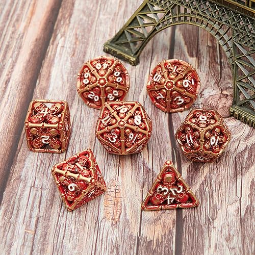 Miniatura 2 de Juego de dados de metal huecos poliédricos de calavera, adecuado para Calabozos y Dragones, RPG, MTG, juegos de mesa D&D, Pathfinder Shadowrun y