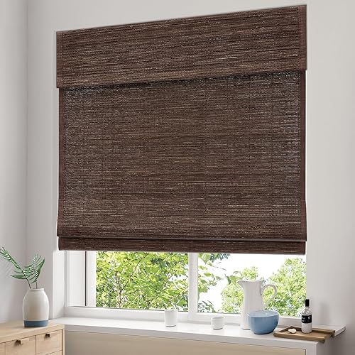 Persianas romanas personalizadas sin cordones para ventanas, tratamientos de ventanas, persianas romanas de tela natural, persianas con filtro de