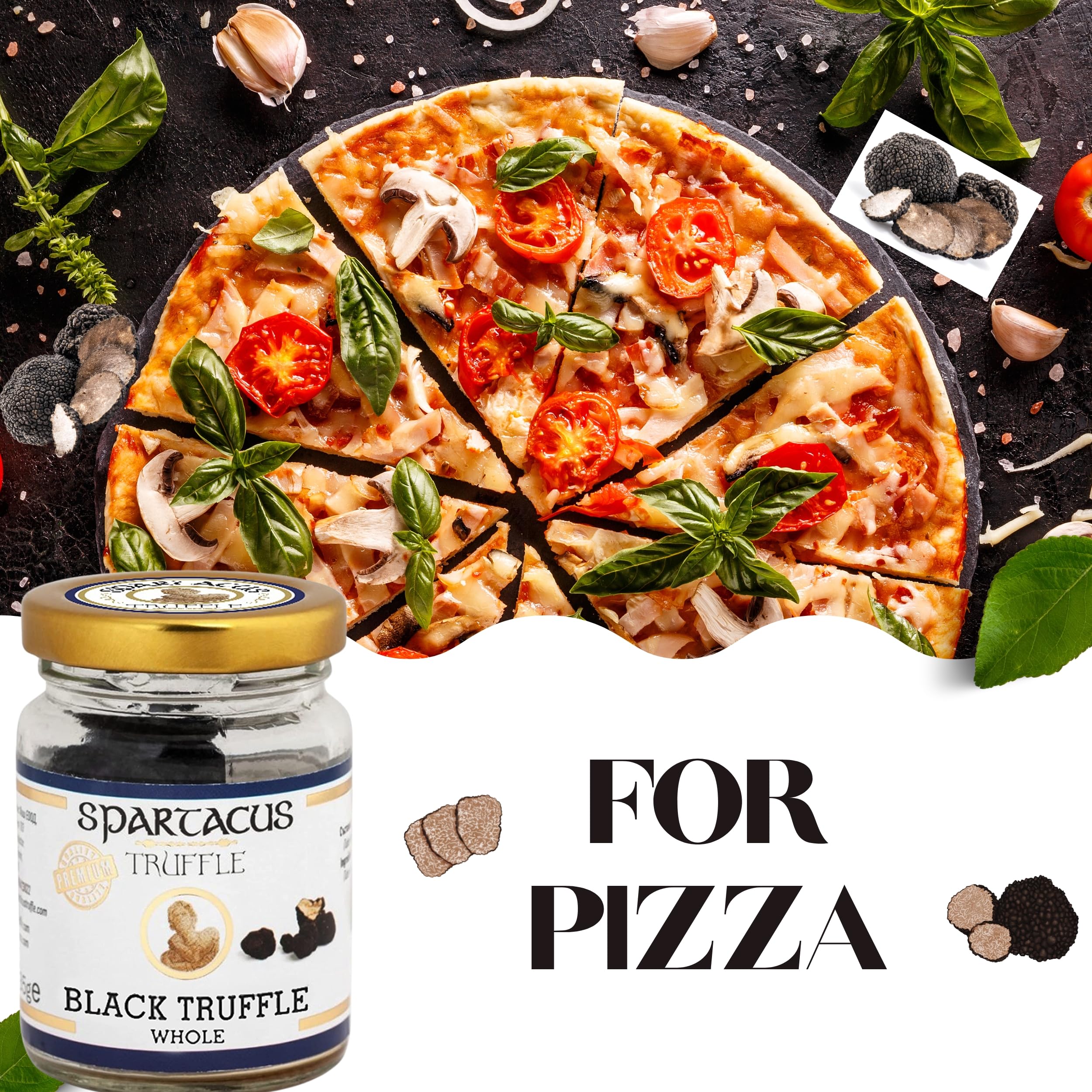 Spartacus Truffle Black Whole Truffle in Olive Oil – Italian Gourmet Delicacy – Authentic Fine Dining Ingredient – Exquisite Black Truffles for Chefs & Food Lovers – Gift Jar