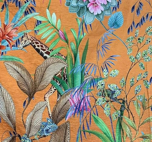 Miniatura 2 de The Yard - Tela de algodón naranja Tonga de The Yard Tropical Jungle Material de costura por metro Patrón de animales de jirafa leopardo para
