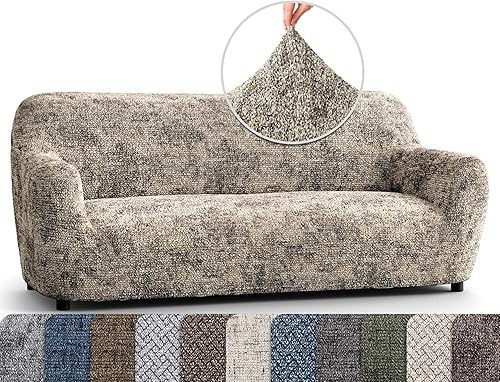 PAULATO BY GA.I.CO. Funda para sofá, funda elástica para sofá, funda protectora de sofá de 3 plazas para mascotas y niños, funda suave para sofá,