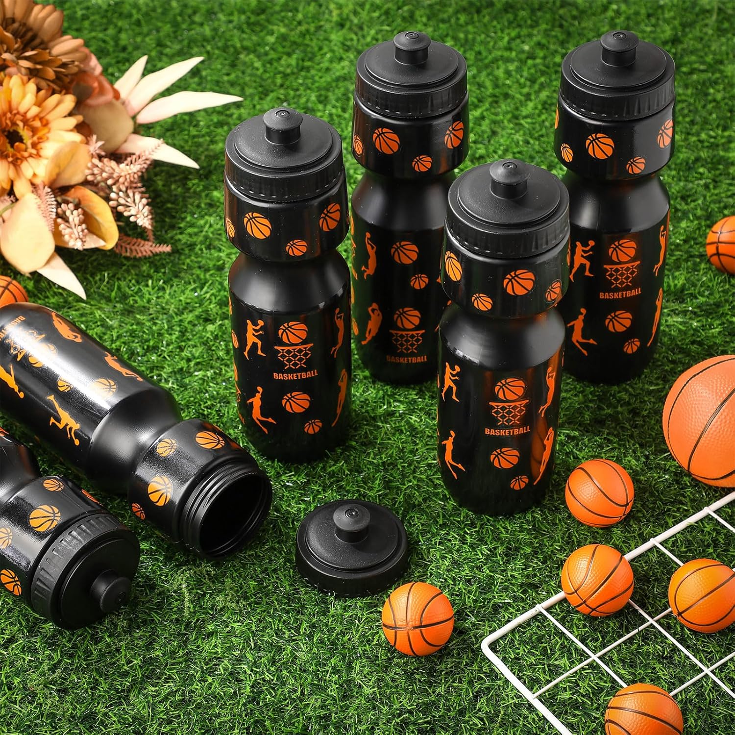 Talltalk 16 Pack Basketball Party Favors, 24 oz Basket Team Gift Water Bottles Bulk, Reusable Gifts Sports Party Favors for Team, Practice & Gym