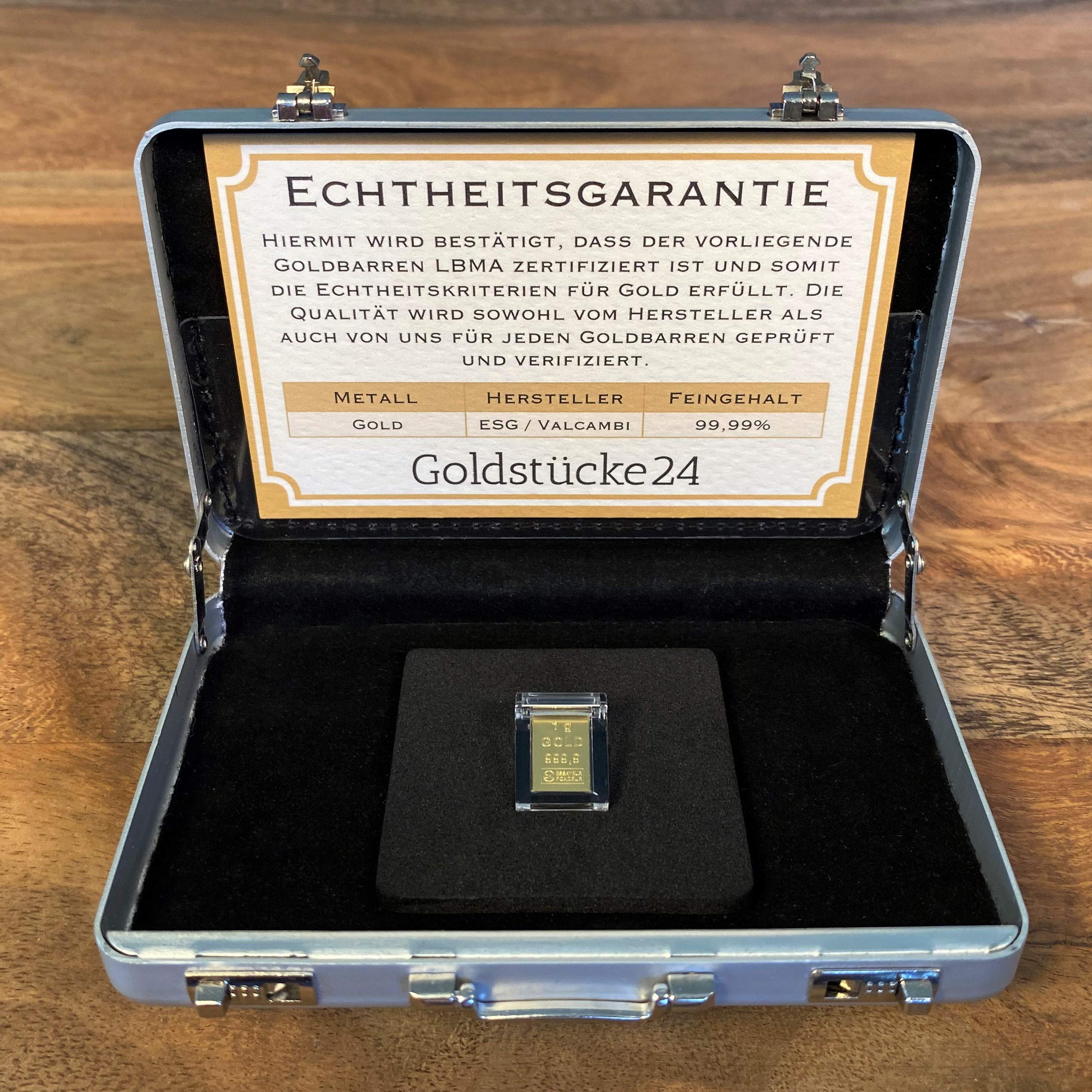 Goldkoffer als Geschenk - 1g Goldbarren in Aluminiumkoffer- Tolle Geschenkidee