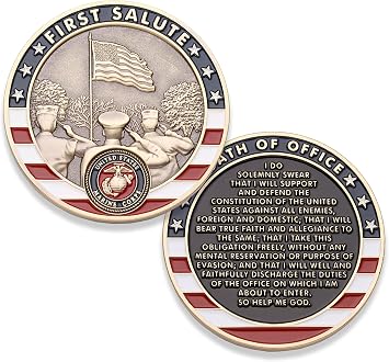 Marine Corps First Salute Challenge Coin - USMC Challenge Coin - Amazing US Marine Corps Military Coin - Designed by Marines for Marines