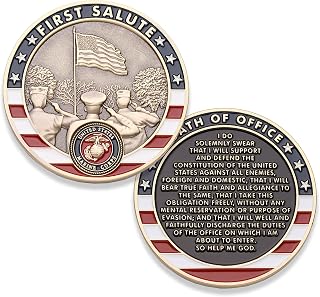 Marine Corps First Salute Challenge Coin - USMC Challenge Coin - Amazing US Marine Corps Military Coin - Designed by Marines for Marines