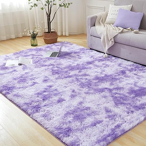 Miniatura 185 de Andency - Tapete de pelo largo sintético de interior, 4 x 6 pies, color gris oscuro estilo teñido anudado, afelpado, suave y mullido