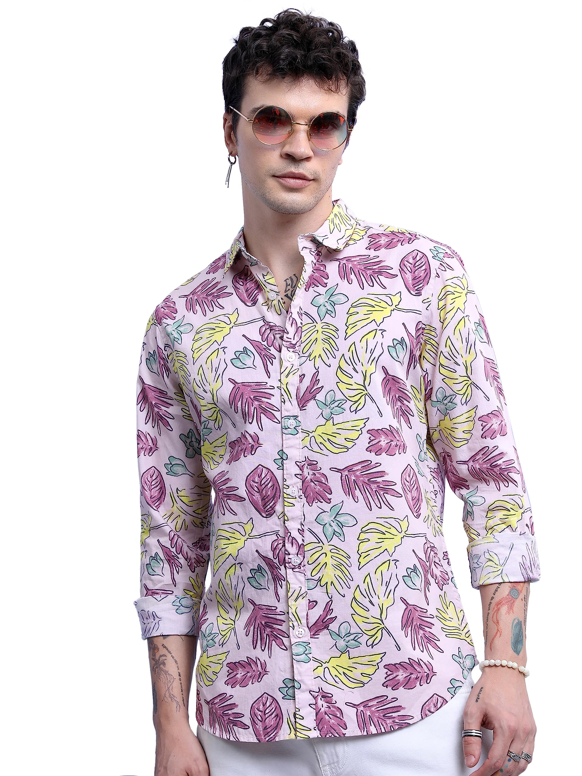 Men Slim Fit Printed Full Sleeve Shirt