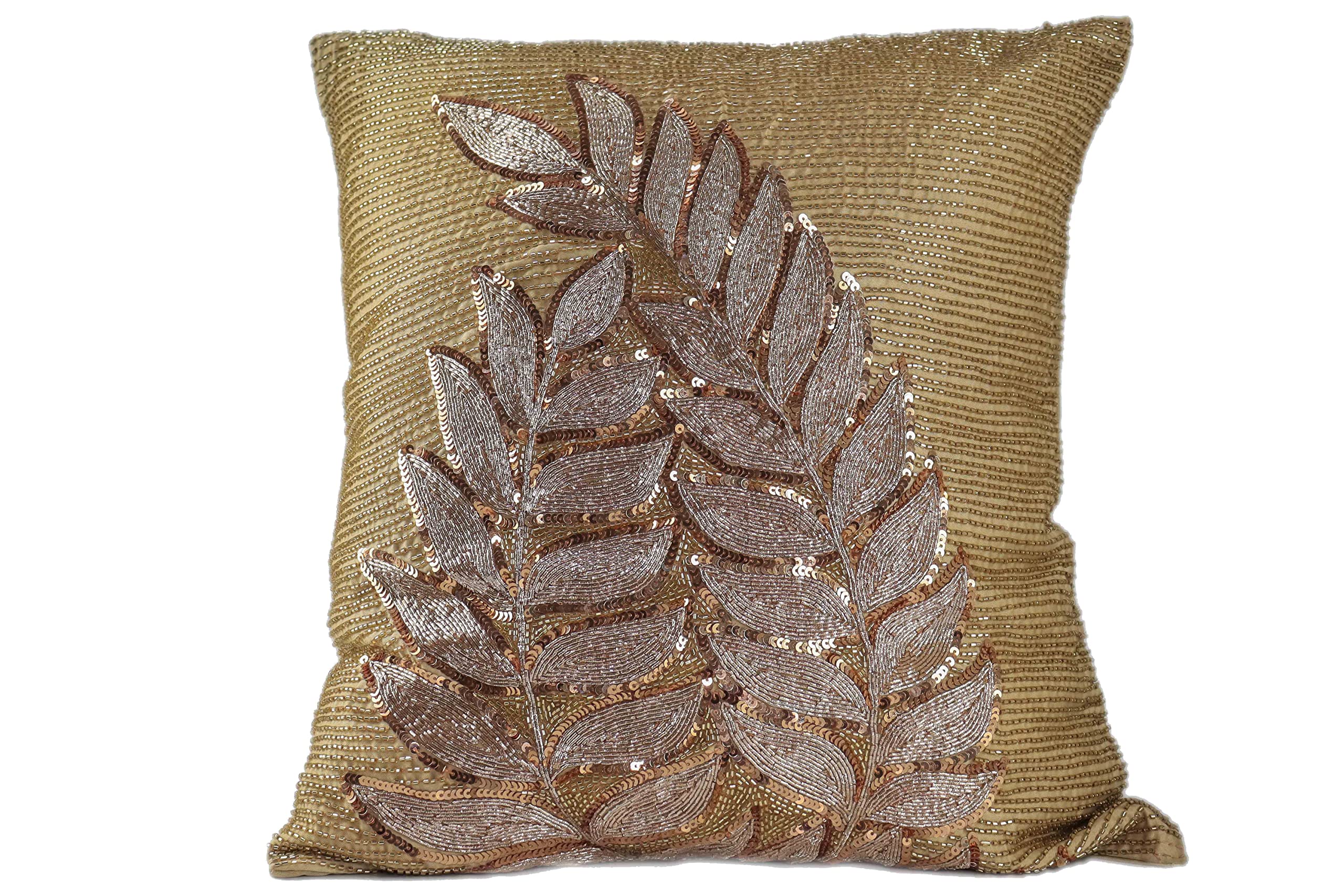 KGN Home Decor Satin 144 TC Pillow Cover with Elegant Design and Antique Work (KGN_75, Rose Gold, 9x18 Cm, Pack of 1)