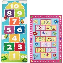 HUAHOO Pink Girls Rug Pink Kids Rug hopscotch Rug Children's Rugs