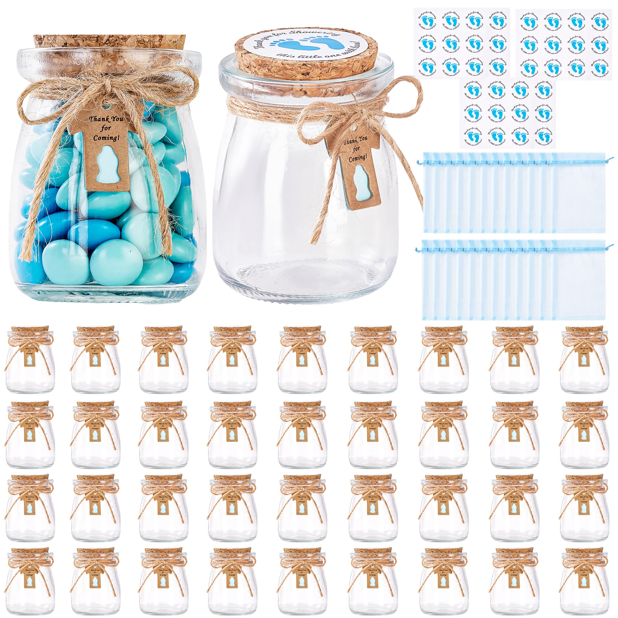 Recuerdos de baby shower para invitados tarros de vidrio con tapas de corcho