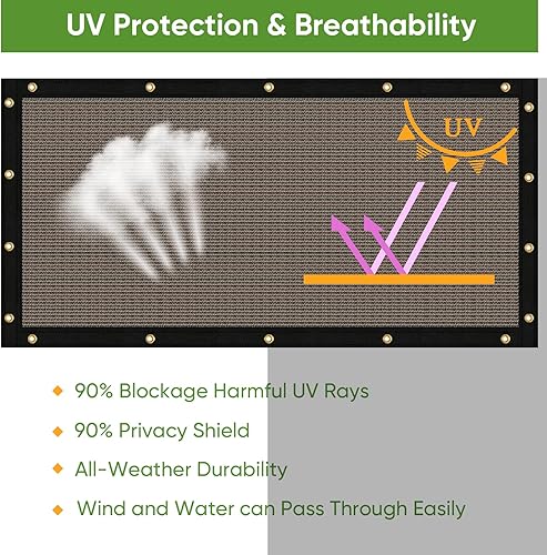 Miniatura 5 de Amagenix Valla de privacidad personalizada de 3 x 1 pies con ojales de latón, cubierta protectora resistente para terraza, patio, piscina, porche,