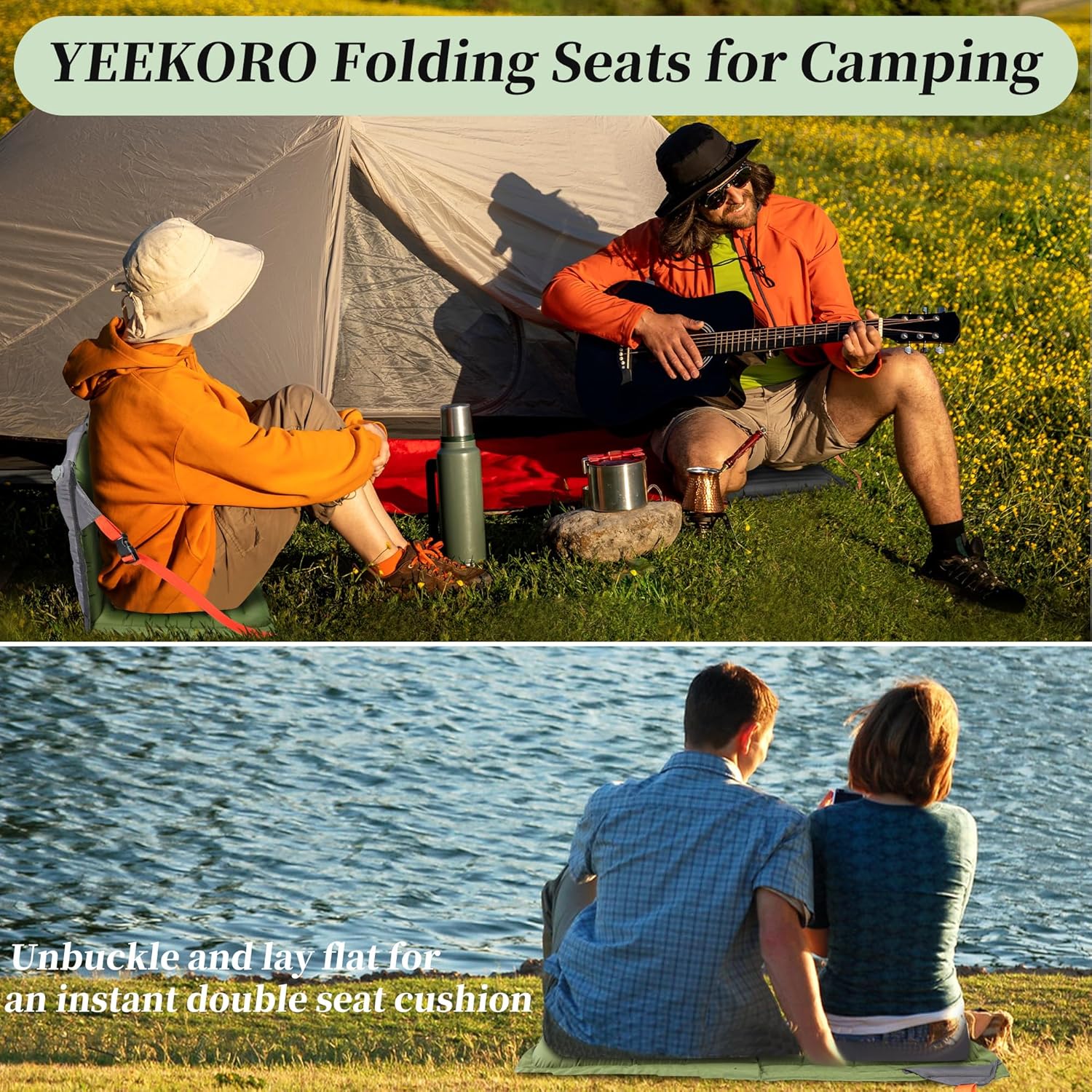 Inflatable Stadium Seats, Portable Bleacher Seat with Back Support, Foldable and Lightweight Chairs for Sporting Events/Camping, Stadium Seats with Storage Bag Lounge Chair